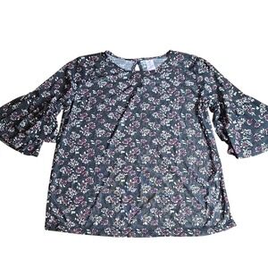 No Boundaries Sheer Floral Bell Sleeve Top,‎ Womens Size XS- 1